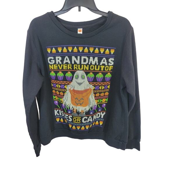 Halloween Grandma Never Runs Out of Kisses or Candy Sweatshirt Womens Size XL - Picture 1 of 8